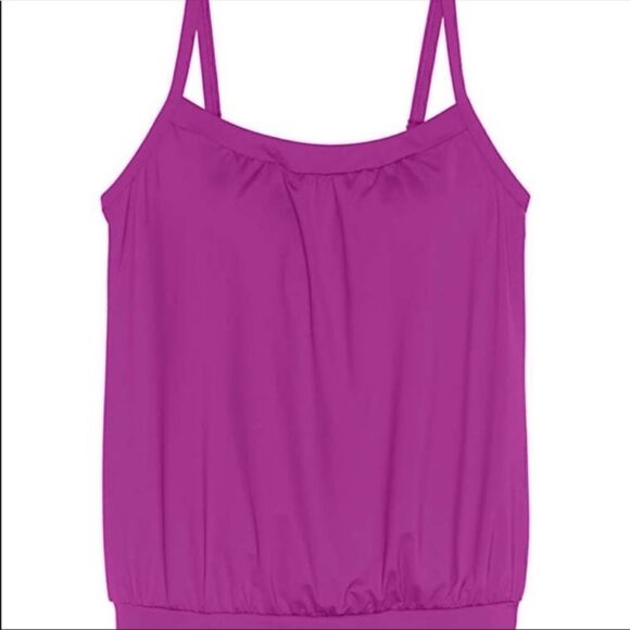 Land’s End Blouson tankini top adjustable strap soft cup Barbie Violet Pink 4 - Picture 2 of 4